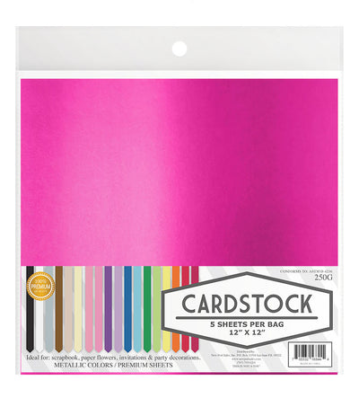 Metallic Cardstock, 30 gsm, 12" x 12", 5 pcs, 10 Pack
