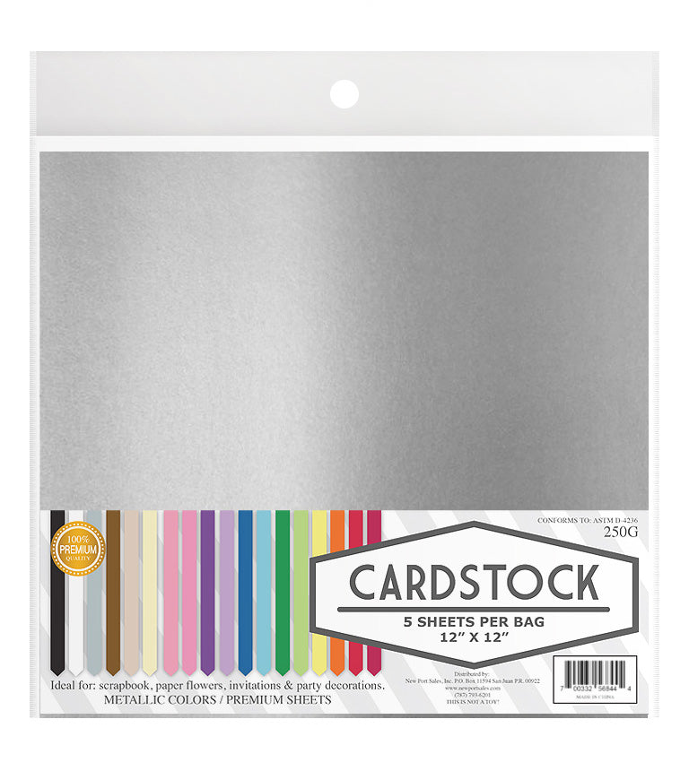 Metallic Cardstock, 30 gsm, 12" x 12", 5 pcs