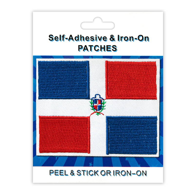 Peel & Stick, Embroidered Patch, Sew On Iron On Patch Applique, Flag Rep. Dominicana Style