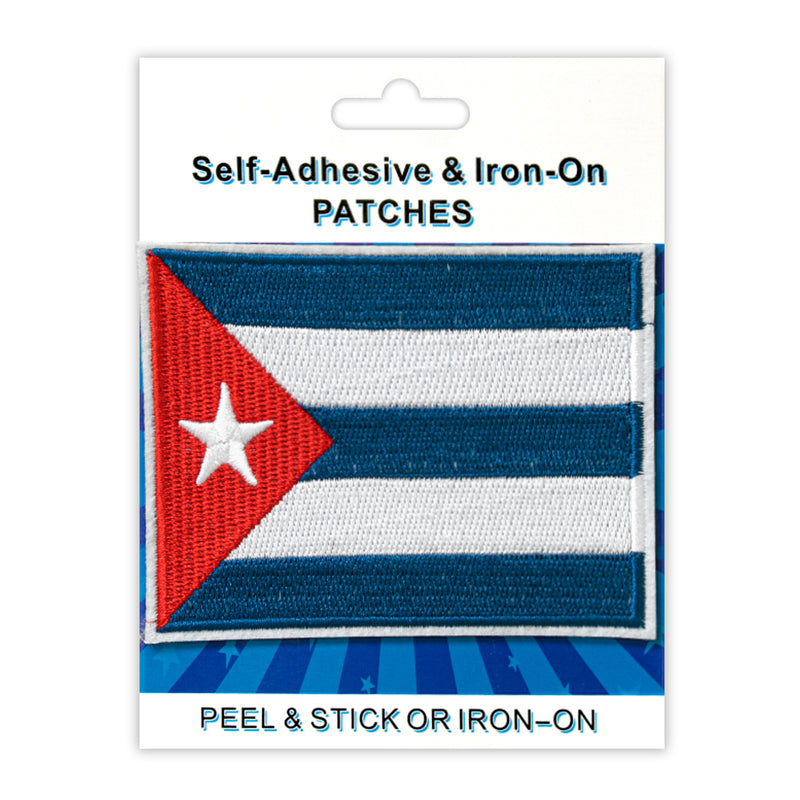 Peel & Stick, Embroidered Patch, Sew On Iron On Patch Applique, Flag Cuba Style