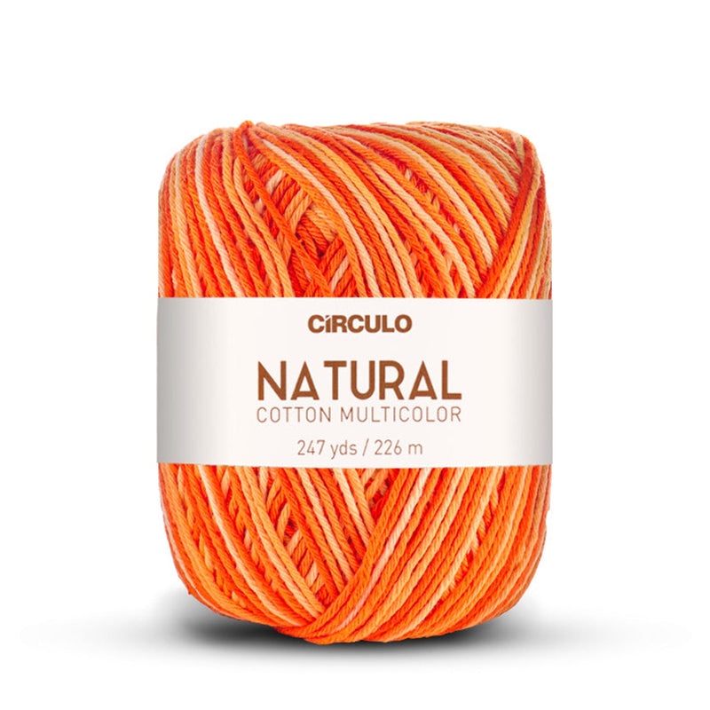 Círculo Natural Multicolors, 100% Cotton Yarn, 200 grams, 247 Yards, 885 Tex, Variety Colors, 1 Roll, 6-Pack