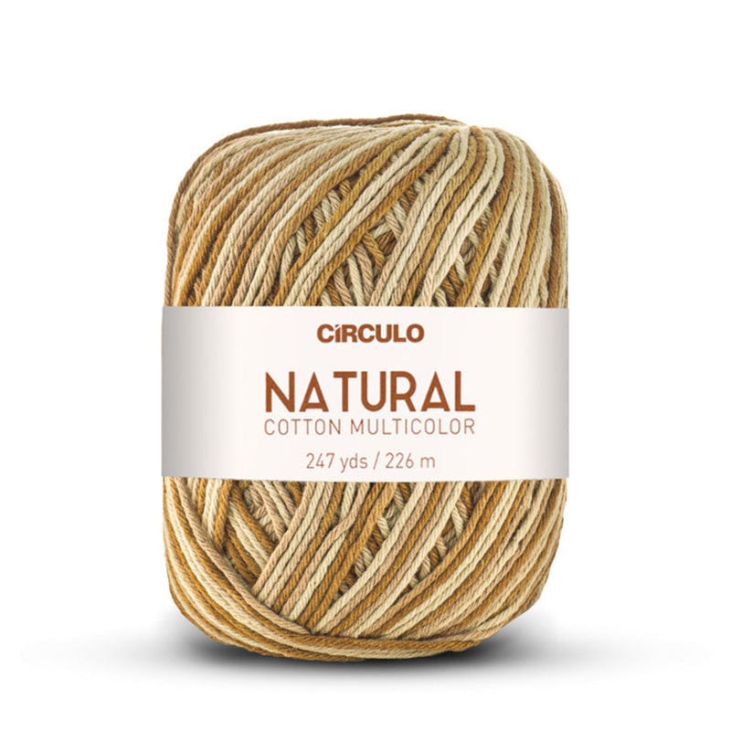 Círculo Natural Multicolors, 100% Cotton Yarn, 200 grams, 247 Yards, 885 Tex, Variety Colors, 1 Roll, 6-Pack