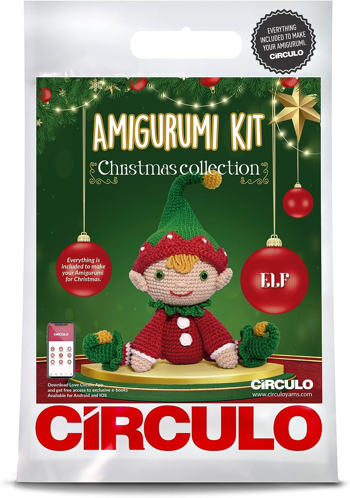 CIRCULO Amigurumi Kit Christmas Collection - Elf, Clear Easy to Follow Instructions - Intermediate Level - 1 Crochet Kit