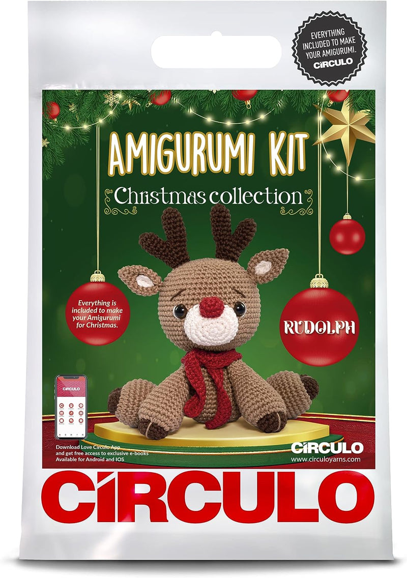 CIRCULO Amigurumi Kit Christmas Collection -Rudolph - All Materials Included, Clear Easy to Follow Instructions - Intermediate Level