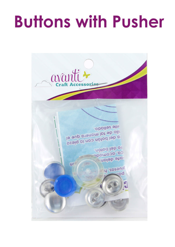 Aluminum Cover Buttons - Avanti 24mm (0.94 inch) – Silver Finish (Set with Tools), 12-Pack