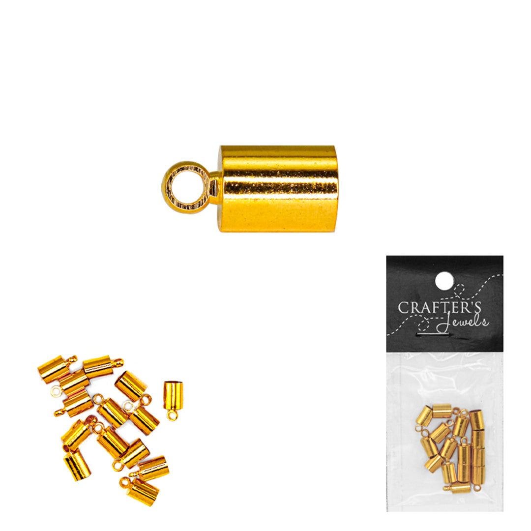 Brass Cord End, Silver and Gold, 10 x 5 mm, 14 Pieces, 12-Pack