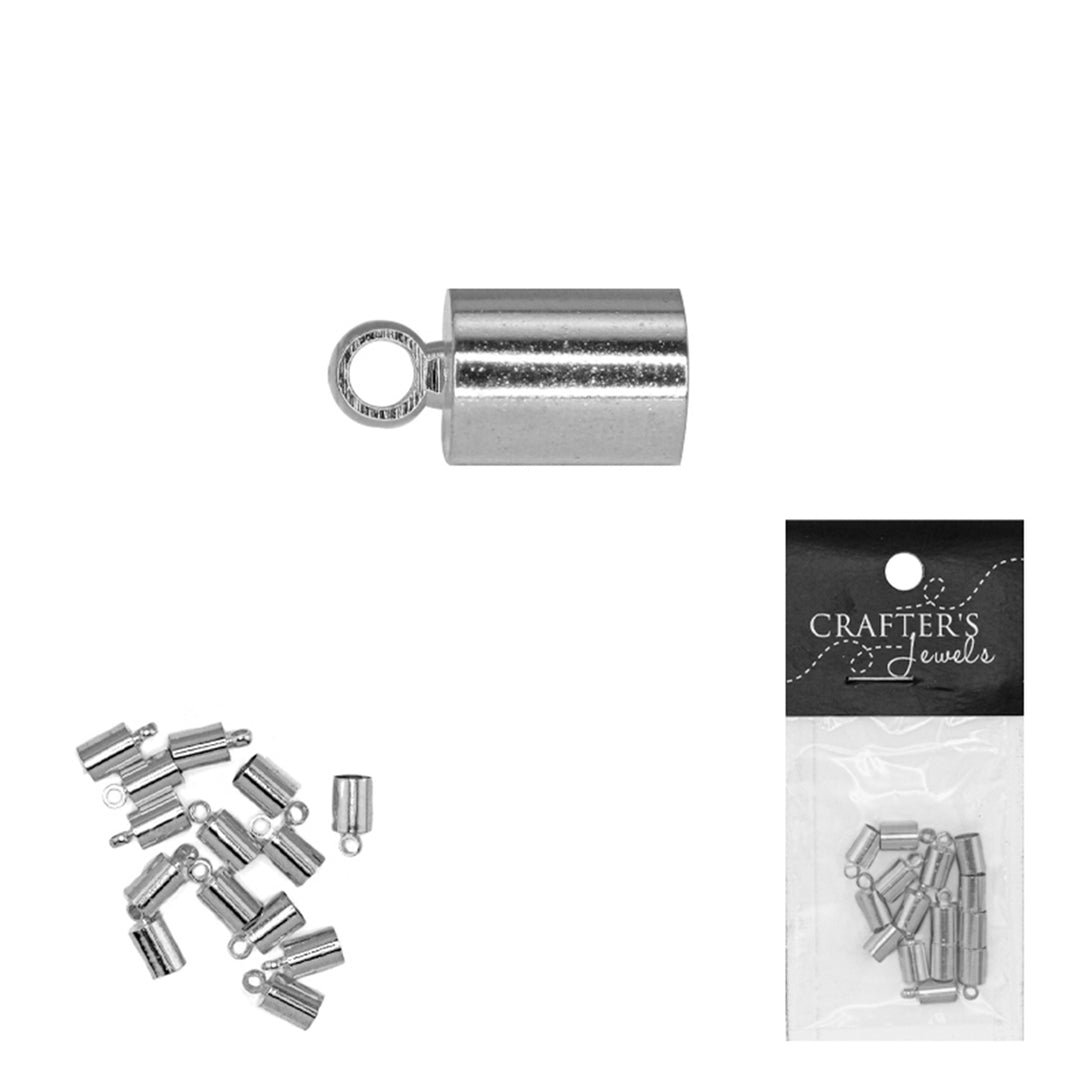 Brass Cord End, Silver and Gold, 10 x 5 mm, 14 Pieces, 12-Pack