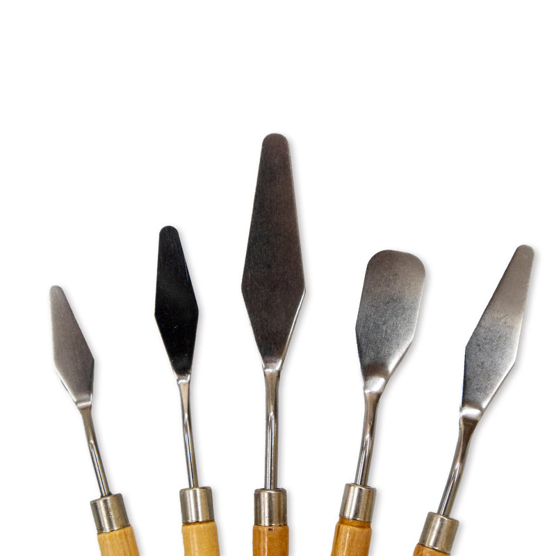 Sculpting Palette Knives, Metal tip with Wooden Handle, Various Sizes, 4 pcs