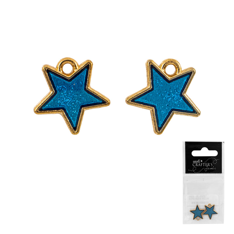 Alloy Star Pendant Charm, 2 Pieces