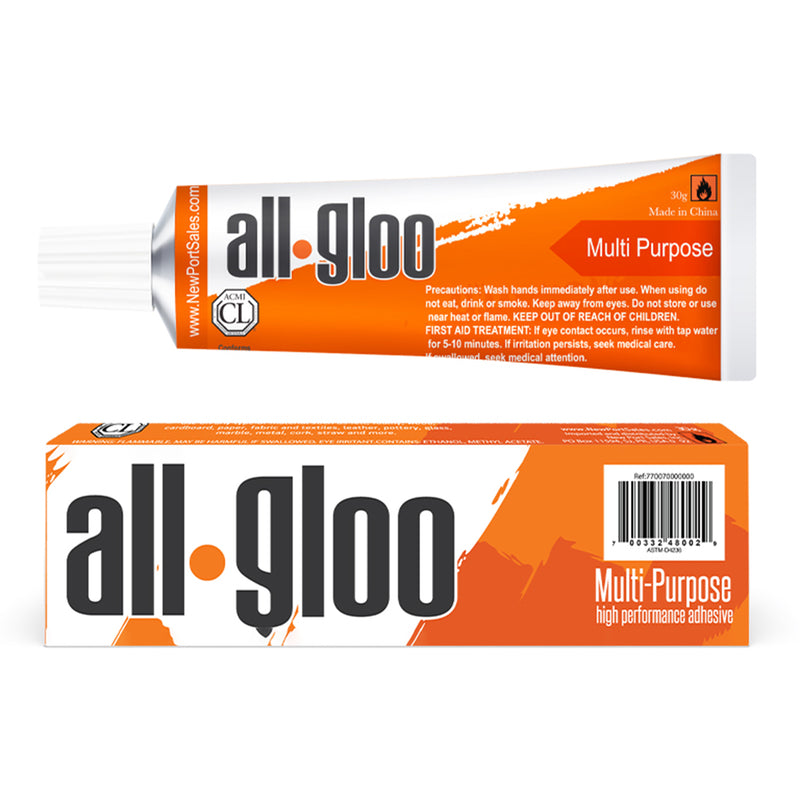 All Gloo Glue Tube, Multi-Purpose High Performance Adhesive, 30 Gram, Squeeze Tube