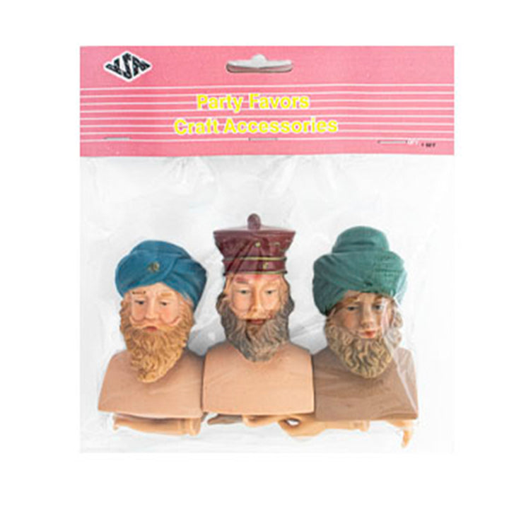 Three Wiseman Heads and Hands, Plastic Dolls, 3 pcs