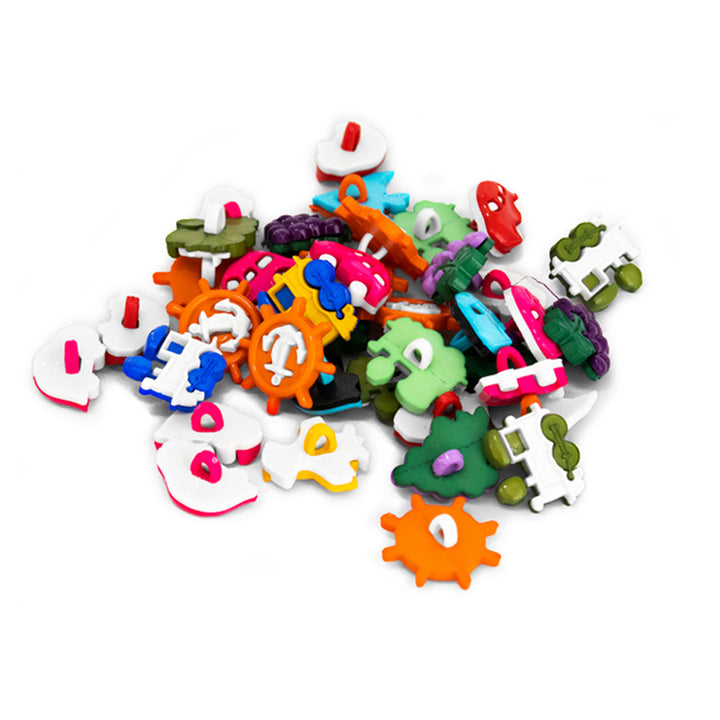 Fancy Round Assorted Buttons, Shape & Colors Variety