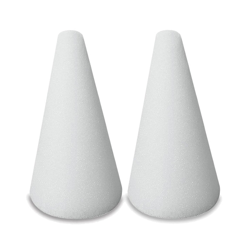 Foam Cones, 4" inches for Crafts, Ornaments, School Projects & Decorations, 2 pcs.