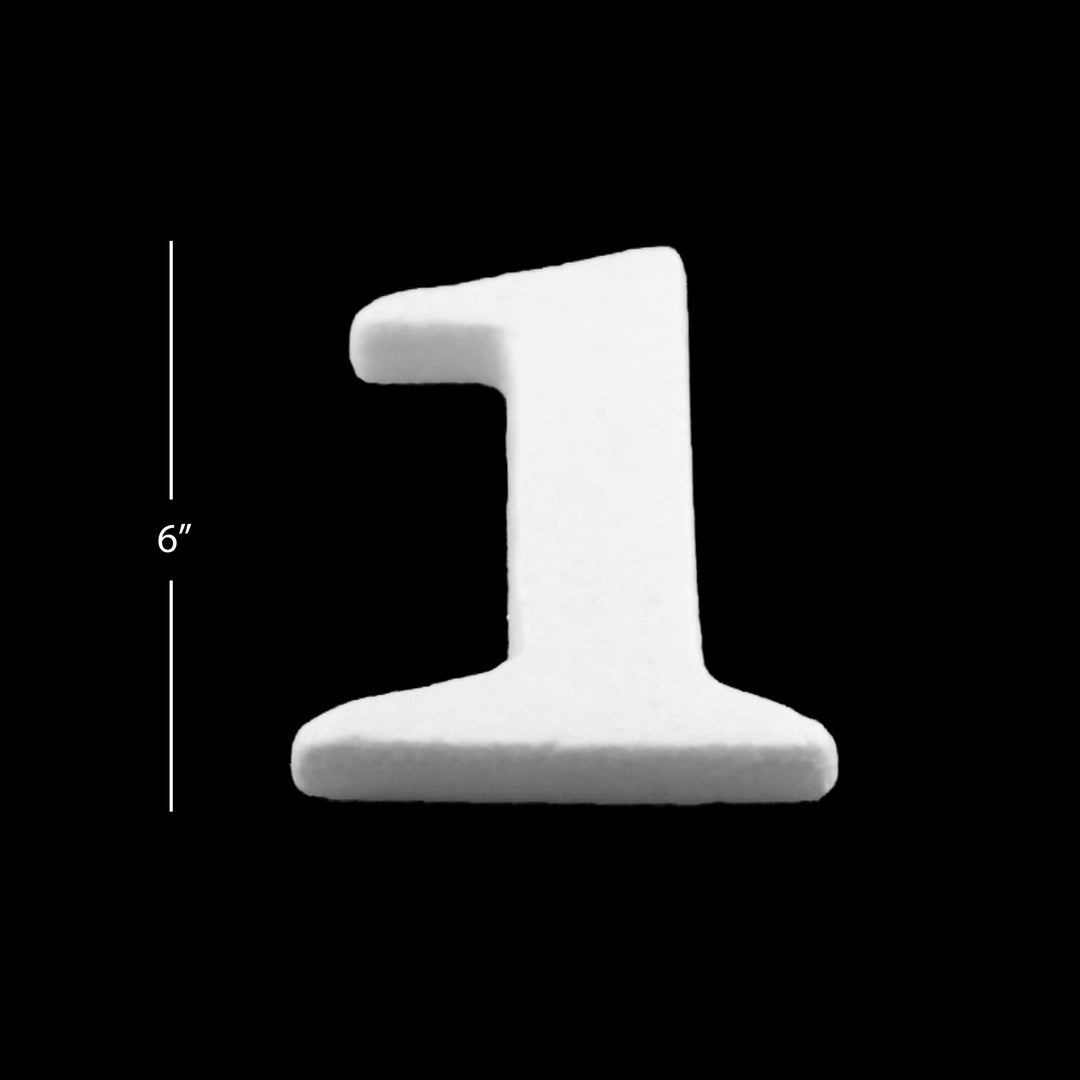 Foam Numbers, 6" inches for Crafts, Ornaments, School Projects & Decorations, 0-9, 12-Pack