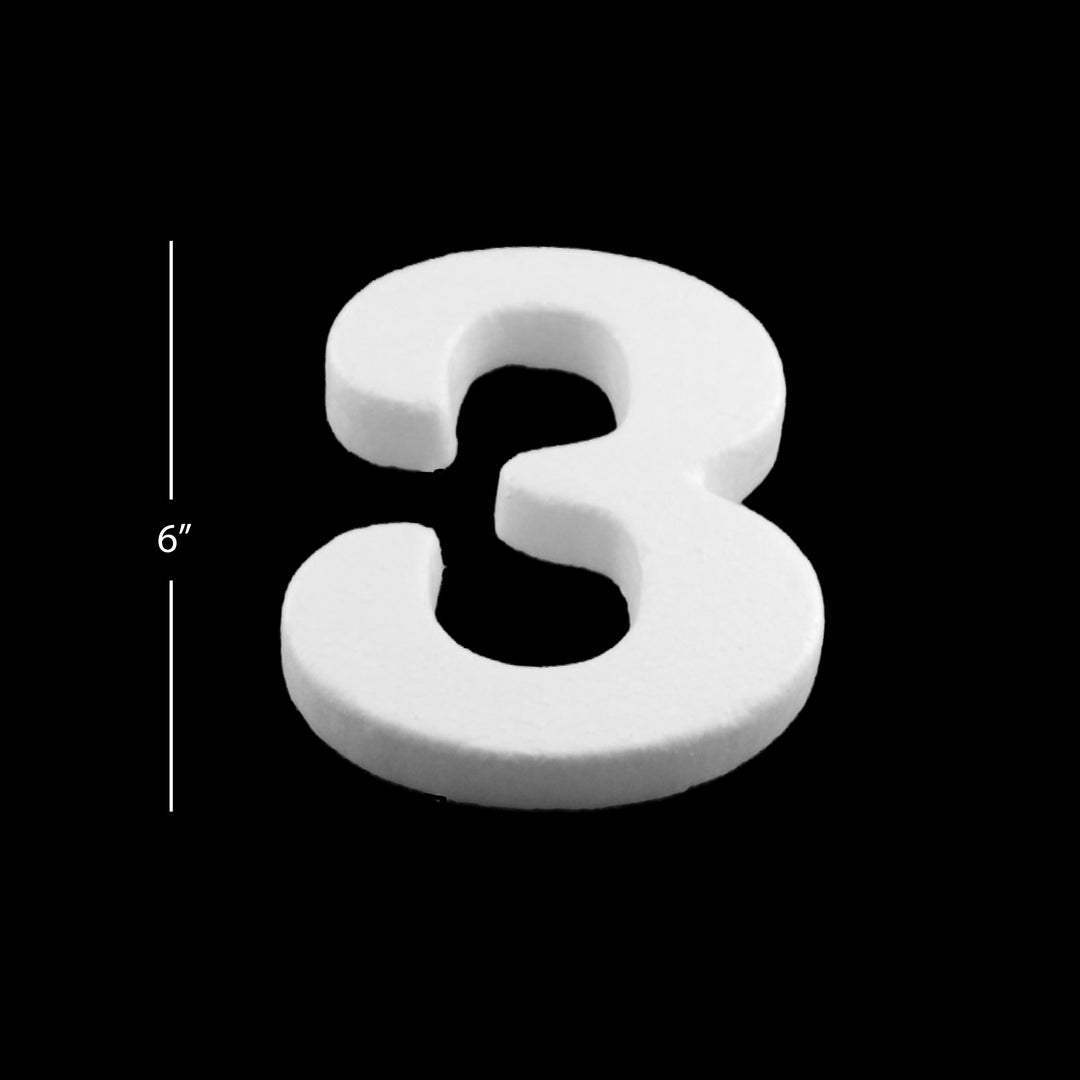 Foam Numbers, 6" inches for Crafts, Ornaments, School Projects & Decorations, 0-9