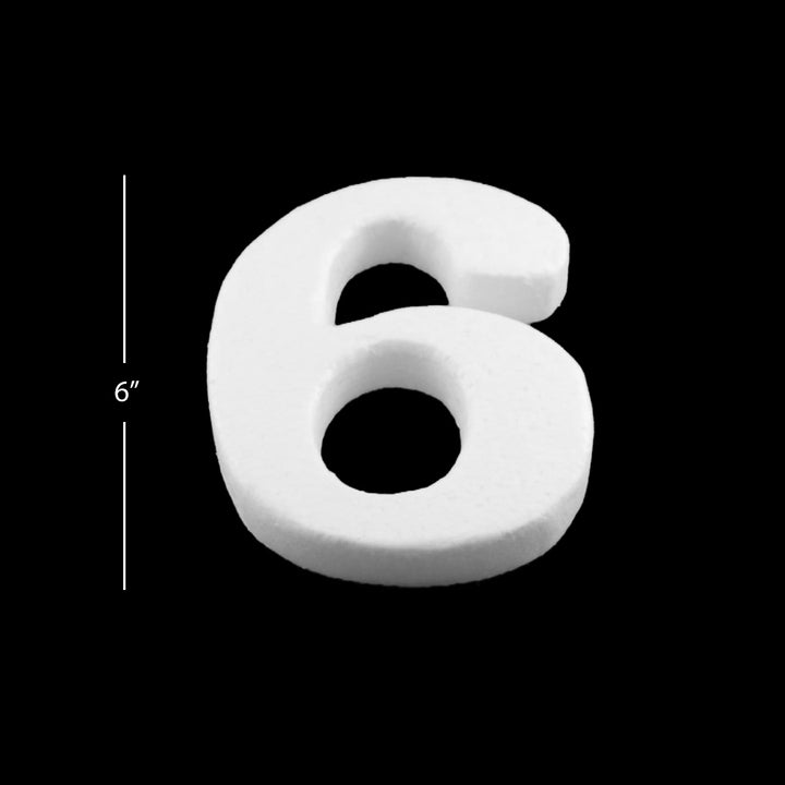 Foam Numbers, 6" inches for Crafts, Ornaments, School Projects & Decorations, 0-9