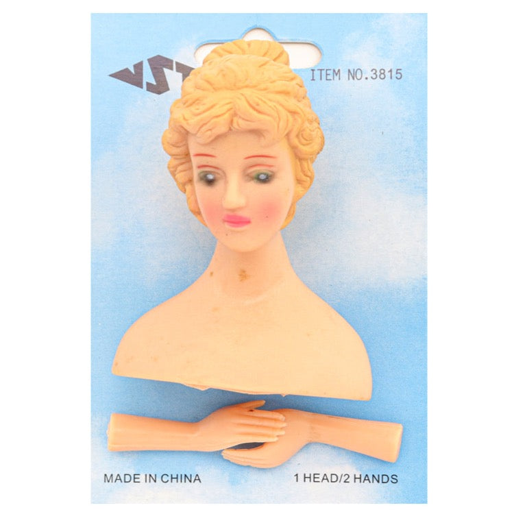 Angel Girl Head and Hands, Plastic Doll, 2.75" in Tall, 3 Pieces, 12-Pack