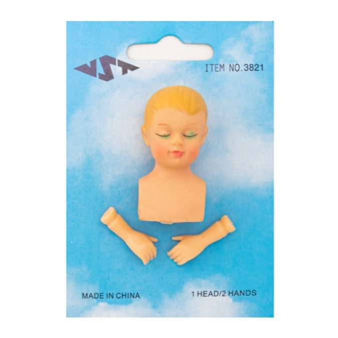 Child Jesus Head and Hands, Plastic Doll, 1" Inches Tall, 3 Pieces, 12-Pack