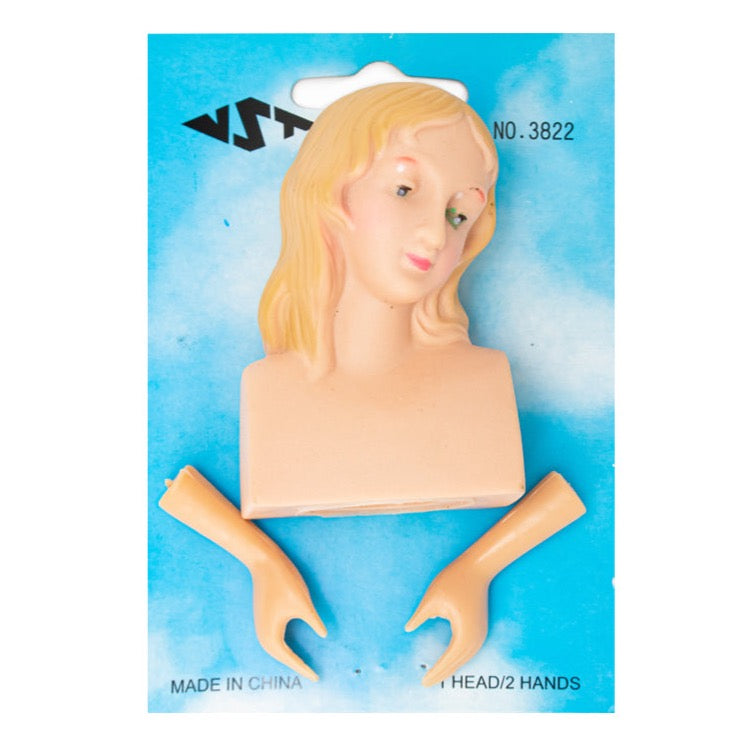 Virgin Mary Head and Hands, Plastic Doll, 2" Inches Tall, 3 Pieces