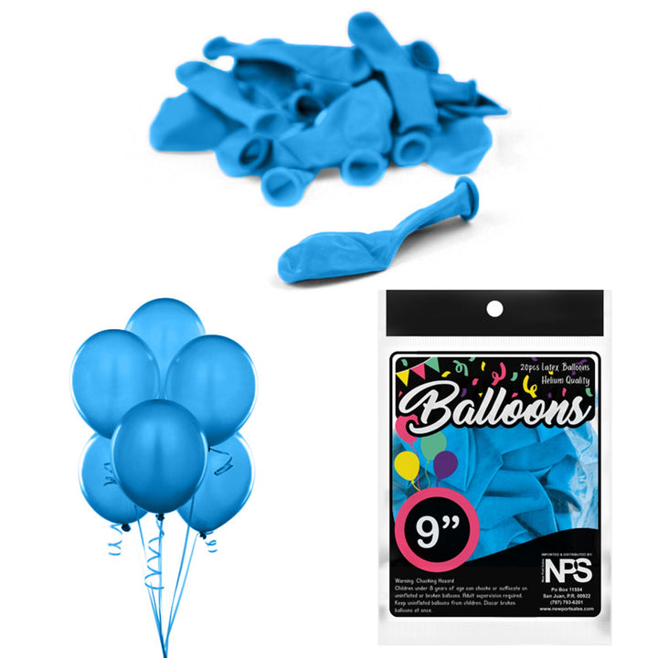 Balloons Latex Party Balloons, 9", Variety Colors, 20 Pieces, 12-Pack