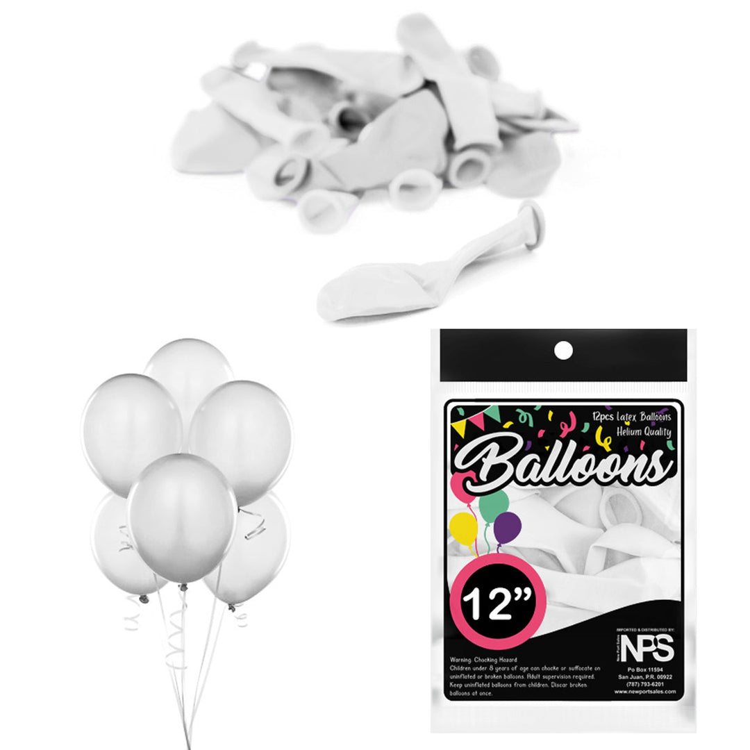 Balloons Latex Party Balloons, 12" inches, Variety Colors, 12 Pieces, 12-Pack