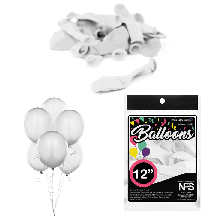 Balloons Latex Party Balloons, 12" inches, Variety Colors, 12 Pieces, 12-Pack