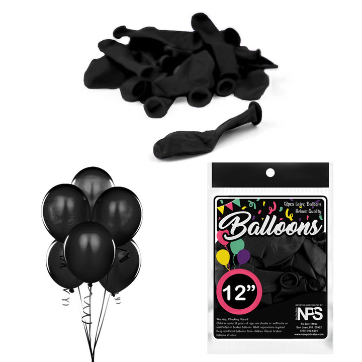 Balloons Latex Party Balloons, 12" inches, Variety Colors, 12 Pieces