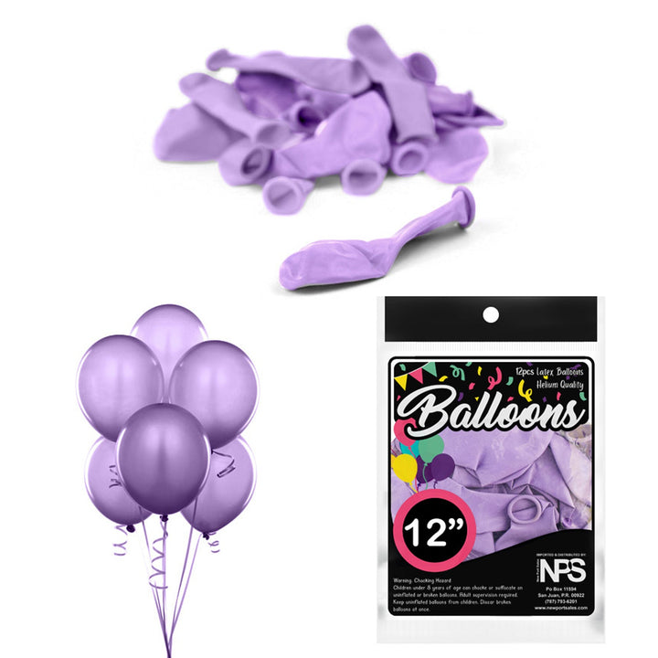 Balloons Latex Party Balloons, 12" inches, Variety Colors, 12 Pieces