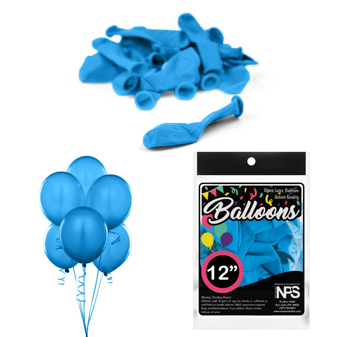 Balloons Latex Party Balloons, 12" inches, Variety Colors, 12 Pieces