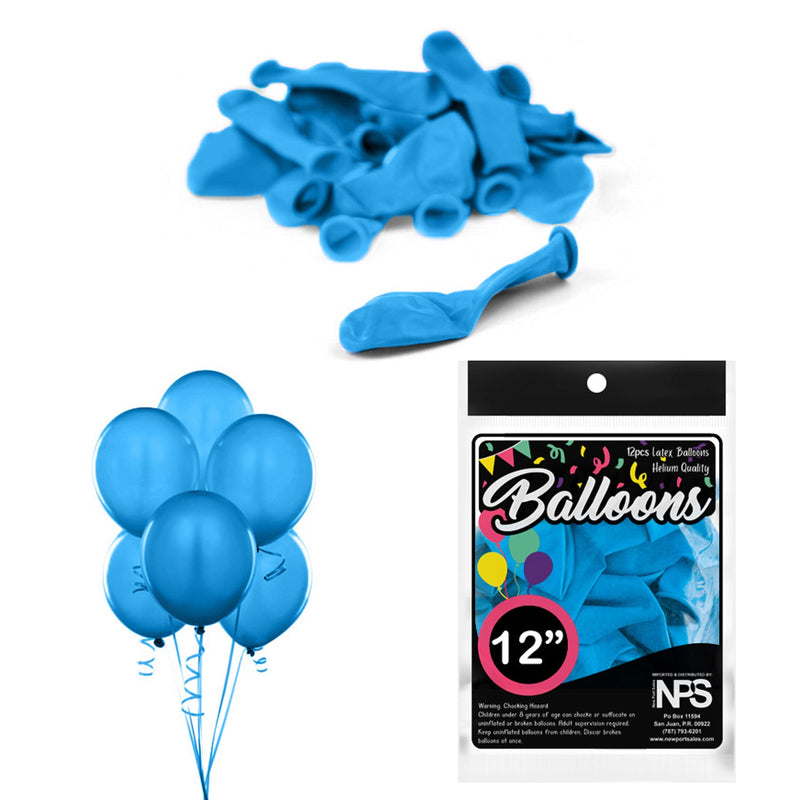 Balloons Latex Party Balloons, 12" inches, Variety Colors, 12 Pieces, 12-Pack