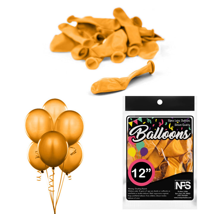 Balloons Latex Party Balloons, 12" inches, Variety Colors, 12 Pieces, 12-Pack