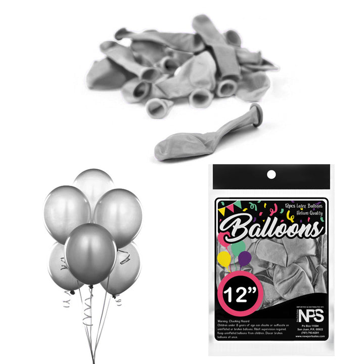 Balloons Latex Party Balloons, 12" inches, Variety Colors, 12 Pieces, 12-Pack