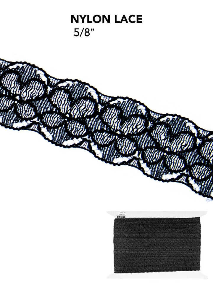 Elegant Floral Nylon Lace Trim - 5/8-inch