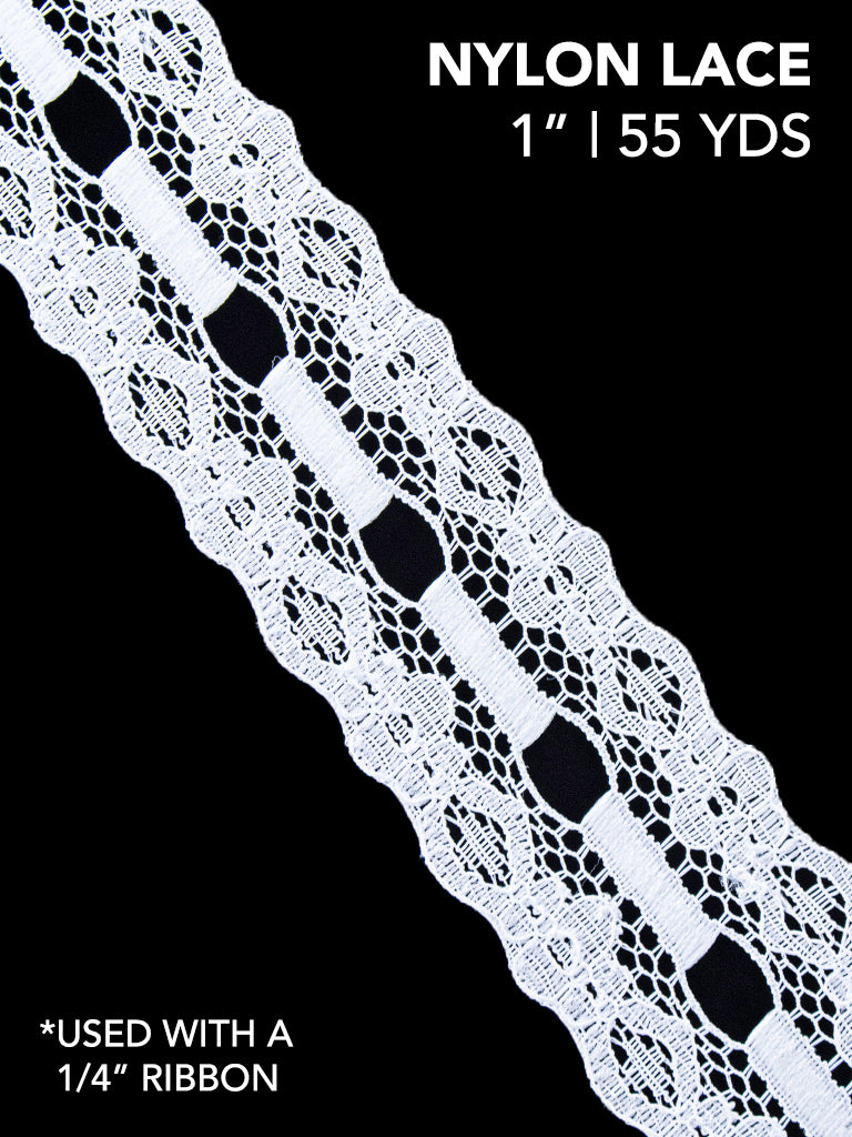 Nylon Lace, 1 in, 55 yds - White