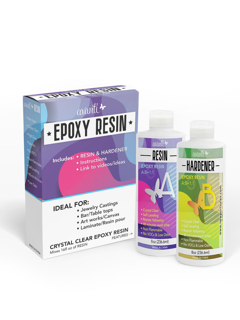 Avanti , Pour Epoxy Resin Kit Crystal Clear , Liquid Glass ,  Epoxy Kit  , Mixes 16