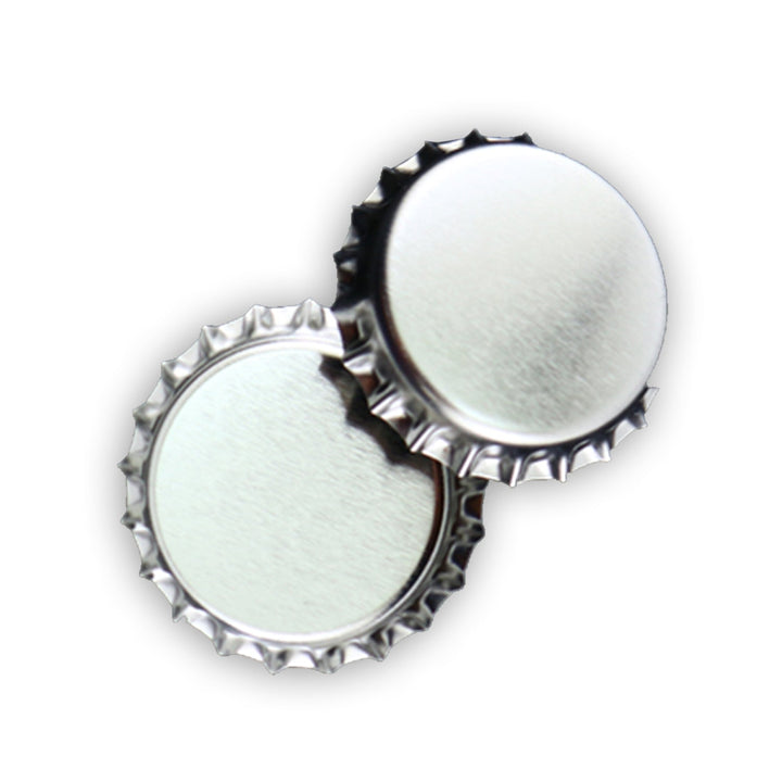 100 Chrome Bottle Caps, Silver Linerless Bottle Caps Chrome Finish