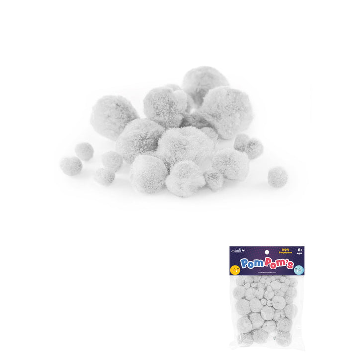 50 pcs Pompoms by Avanti, Mixed Sizes, Crafts Fuzzy Pom Poms Balls, Variety of Colors for DIY Creative Crafts Decorations, 12-Pack