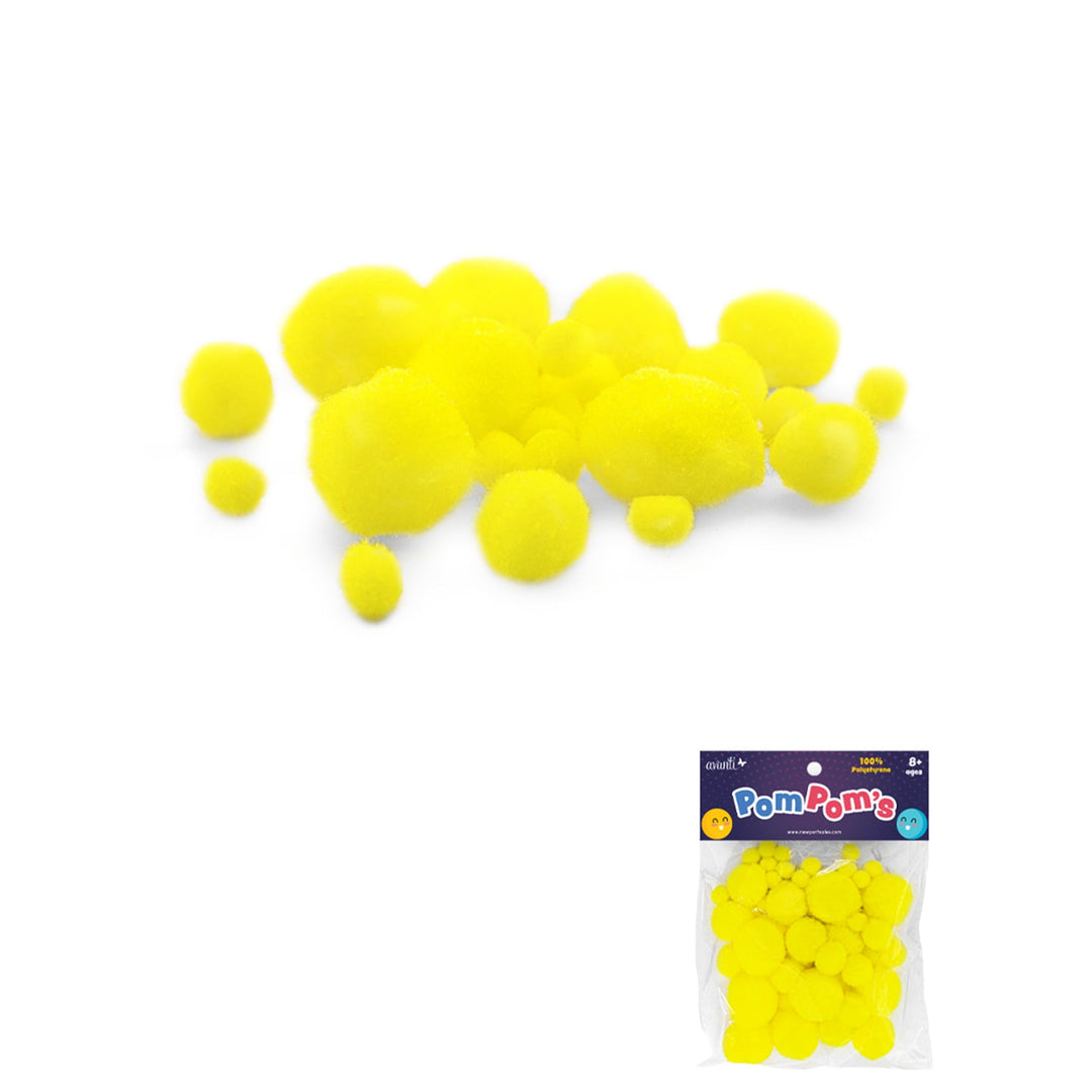 50 pcs Pompoms by Avanti, Mixed Sizes, Crafts Fuzzy Pom Poms Balls, Variety of Colors for DIY Creative Crafts Decorations, 12-Pack