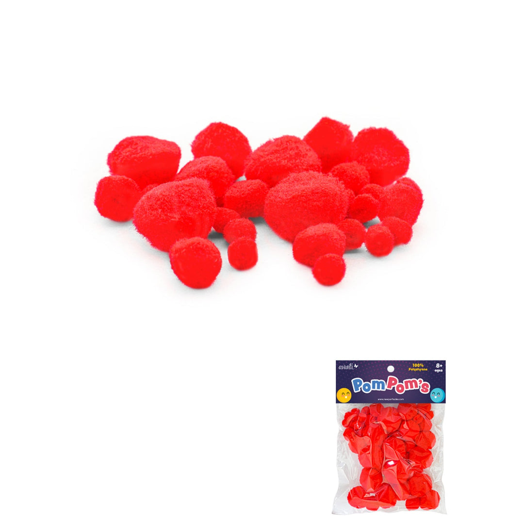 50 pcs Pompoms by Avanti, Mixed Sizes, Crafts Fuzzy Pom Poms Balls, Variety of Colors for DIY Creative Crafts Decorations, 12-Pack