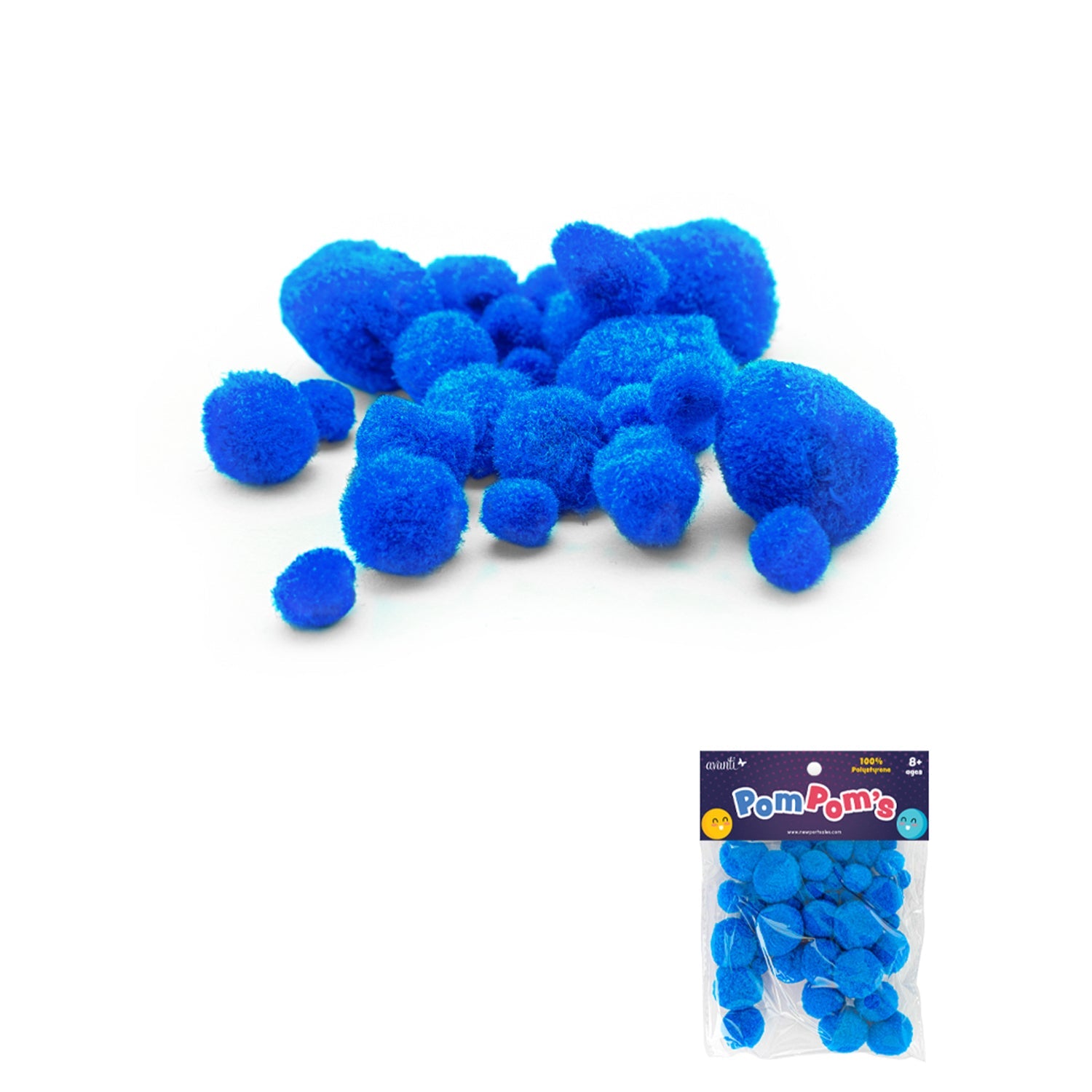 TOYMIS 500 Mini Pompons – Blauw, 1 Cm – Zachte Polypropyleen Bolletjes Voor Knutselen, Decoratie En Educatief Speelgoed