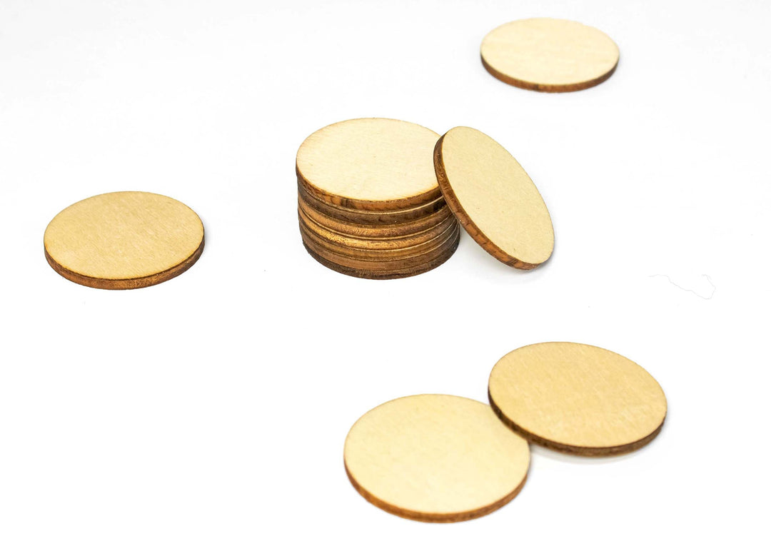 Unfinished Wood Slices Round, Disc Circle Chip Pieces Wooden Cutouts for Craft and Decoration, 30mm, 20 Pieces