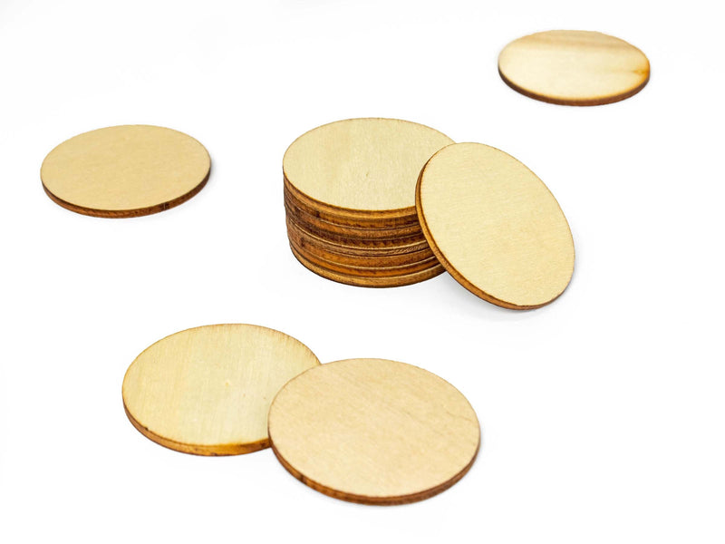 Unfinished Wood Slices Round, Disc Circle Chip Pieces Wooden Cutouts for Craft and Decoration, 40mm, 15 Pieces