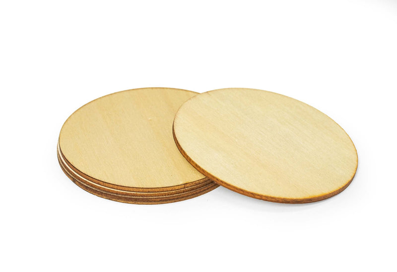 Unfinished Wood Slices Round, Disc Circle Chip Pieces Wooden Cutouts for Craft and Decoration, 80mm, 5 Pieces