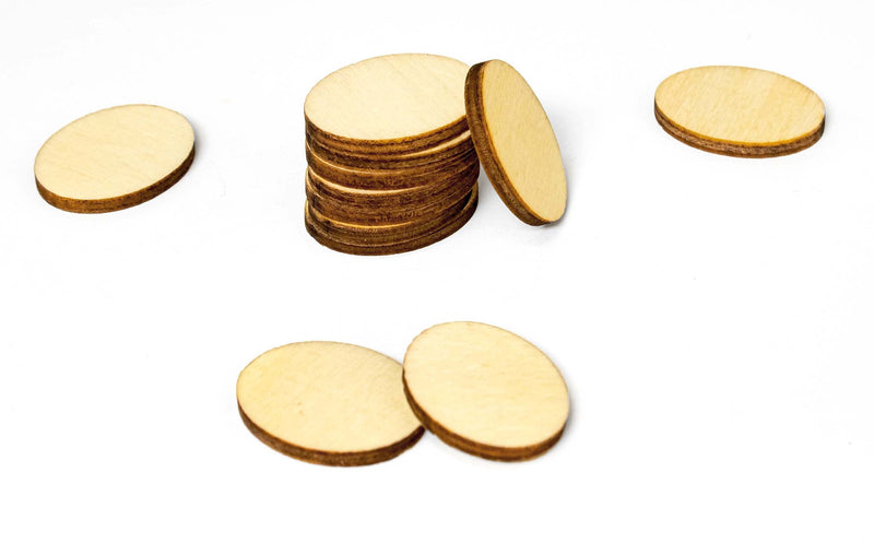 Unfinished Wood Slices Round, Disc Circle Chip Pieces Wooden Cutouts for Craft and Decoration, 25mm, 30 Pieces