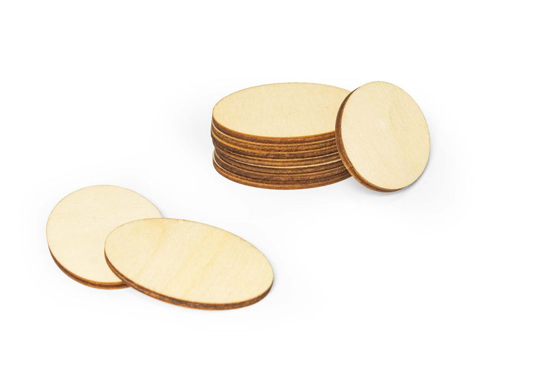 Unfinished Wood Slices Round, Disc Circle Chip Pieces Wooden Cutouts for Craft and Decoration, 50mm, 10 Pieces, 12-Pack