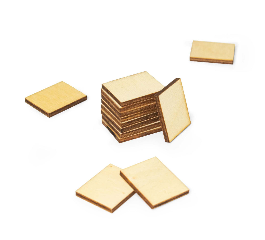 Unfinished Wood Slices Square, Wooden Cutouts for Craft and Decoration, 25mm, 30 Pieces