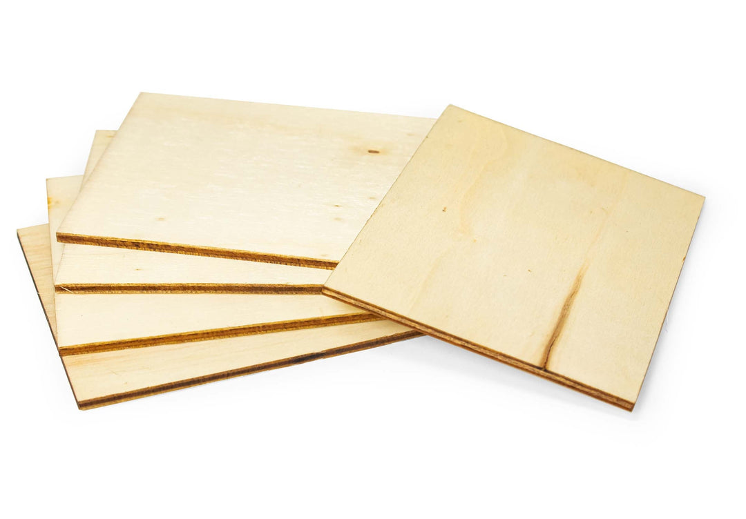 Unfinished Wood Slices Square, Wooden Cutouts for Craft and Decoration, 70mm, 5 Pieces, 12-Pack