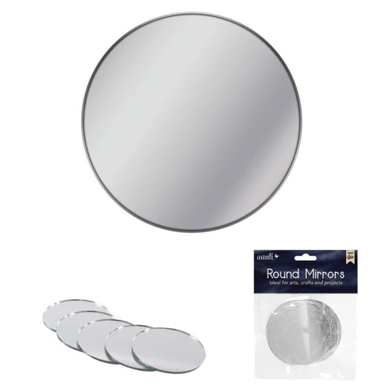 Mini 2" Inch Small Round Glass Mirror Circles for Arts & Crafts Projects, Traveling, Framing, Decoration, 5 Pieces, 12-Pack