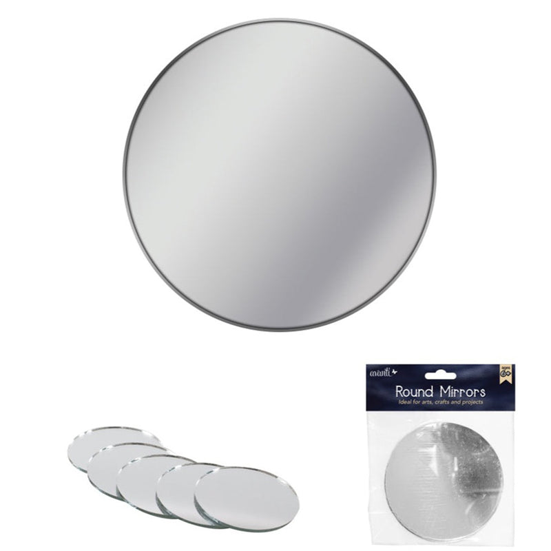 Mini 3" Inch Small Round Glass Mirror Circles for Arts & Crafts Projects, Traveling, Framing, Decoration, 3 Pieces