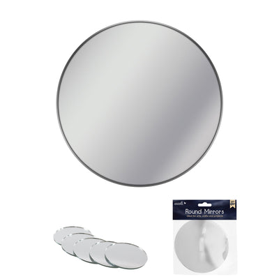 Round Glass Mirror, 5" Inches, Circles for Arts & Crafts Projects, Framing, Decoration, 2 Pieces, 12-Pack